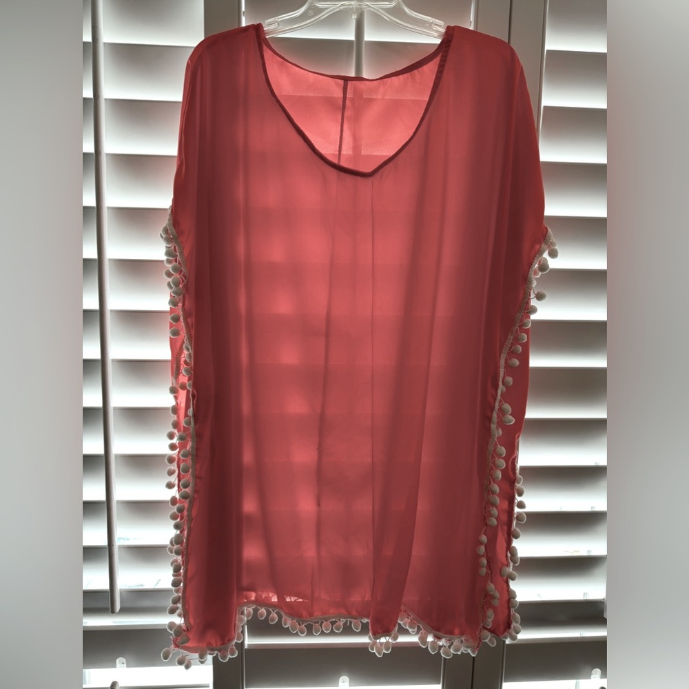Coral, swim coverup, Large